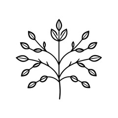 Vector illustration of a stylized plant with leaves for design and decoration element concept art line 
