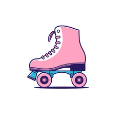 Pink roller skate illustration for retro skating design and roller derby vector graphics and clip art art
