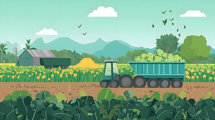 An engaging infographic showcasing the process of food waste reduction in Thai agriculture, highlighting key strategies and outcomes.