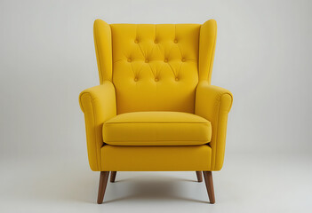 Yellow wingback armchair