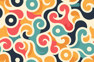 Retro generative AI artwork featuring a colorful circular pattern with intricate details in warm brown and golden tones