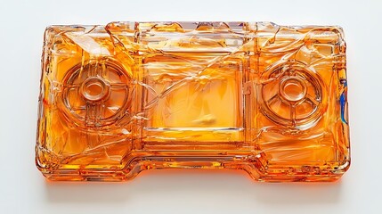 Retro technology design transparent orange object overhead