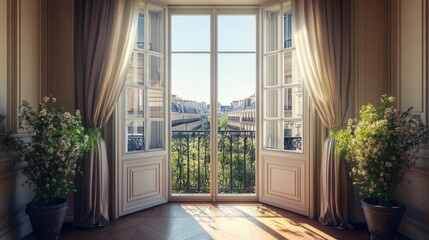 Parisian apartment window view