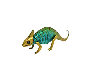 Fototapeta premium Elegant Origami Chameleon Sculpture, A Delicate Blend of Art and Nature, Showcasing Intricate Folds and Metallic Hues in a Captivating Display