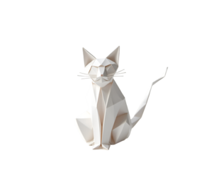 Elegant Origami Feline, A Minimalist Paper Cat Sculpture with Intricate Folds and Crisp Lines, a Symbol of Creativity, Craftsmanship, and the Beauty of Geometric Design