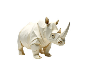 Elegant Origami Rhino, A Meticulously Crafted Paper Sculpture Showcasing Intricate Folds and Artistic Design, Highlighting the Beauty and Precision of Paper Art