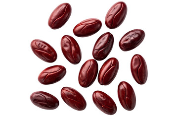 Raw Cocoa Beans Spread on White Background