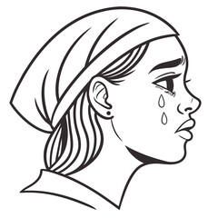 Minimalist Sob Emoji with Line Art Tears
