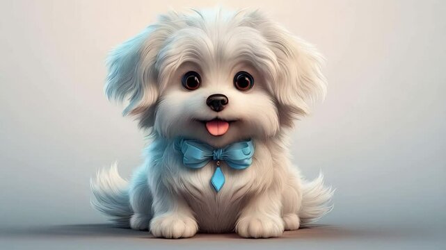 Niedlicher 3D Malteser mit flauschigem Fell und s&uuml;&szlig;em Gesicht

