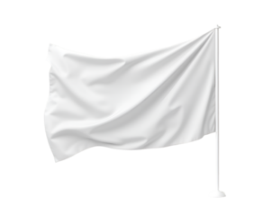 Elegant Pristine White Flag with Smooth, Silky Texture Symbolizing Peace, Surrender, or Neutrality, Floating Gently on a Pole Against a Plain Background