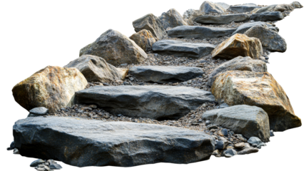 Natural stone pathway with large rocks and gravel