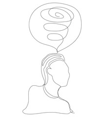 Sketch problem concept minimal man emotion stress headache drawing line art. Male unhappy depress hand drawn continuous line concept with white isolated background. Abstract,vector,illustration.