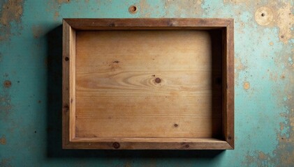 Rustic wooden frame mockup on textured surface, surface, display, wall art