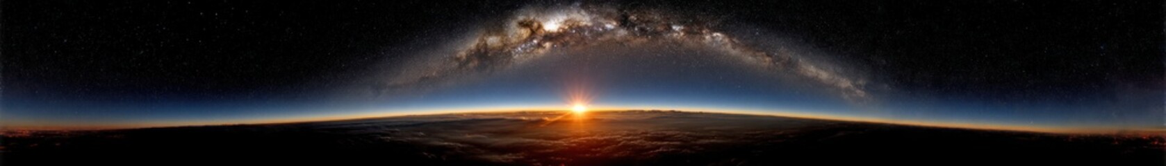 Sunrise view from space, breathtaking colors of the earth and atmosphere