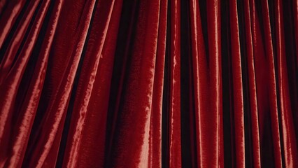 Heavy Red Velvet Theater Curtains Closed Stage Background Mysterious Elegant Performance Anticipation Opening Night Reveal