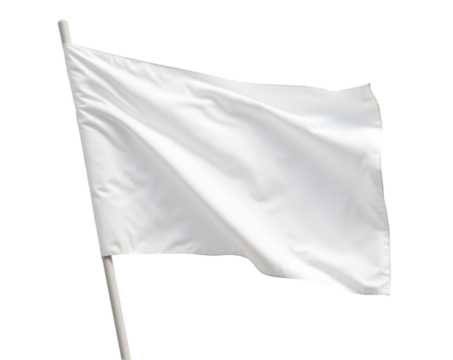 Elegant white flag with gentle waves evokes purity and surrender, a powerful symbol against a stark canvas, capturing simplicity and peacefulness with a smooth, fabric-like texture