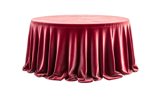 Round table with red velvet cloth