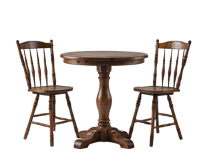Elegant Wooden Pub Table Set, A Timeless Addition to Any Space Featuring a Round Table and Two Chairs, Ideal for Social Gatherings and Cozy Settings
