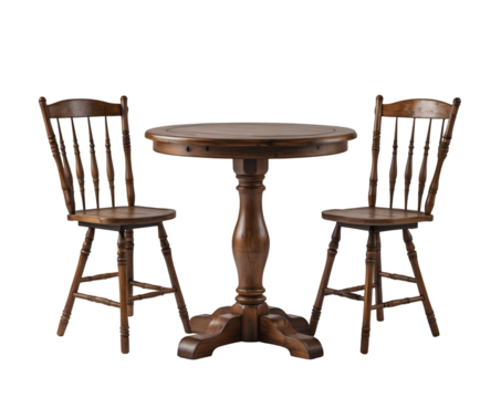 Elegant Wooden Pub Table Set, A Timeless Addition to Any Space Featuring a Round Table and Two Chairs, Ideal for Social Gatherings and Cozy Settings