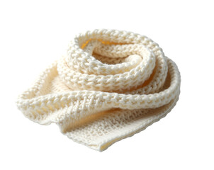 Obraz premium Elegantly Folded Cream Knitted Scarf Displaying Soft Texture and Warmth in Studio Shot, Ideal for Winter Fashion and Cozy Home Decor Projects and Advertising
