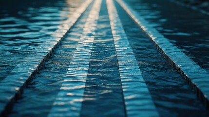 Obraz premium Rippling water surface with sunlight creating reflections and patterns in a serene aquatic setting.