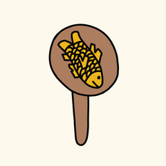 fish on chopping board kawaii cartoon illustration