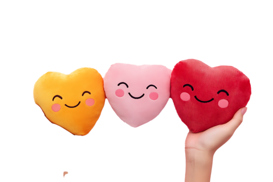 Happy heart pillows held in hand Valentine's Day gift