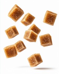 Floating sugar cubes kitchen food photography minimalist design aerial view sweetness in motion
