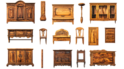 Intricately carved wooden furniture