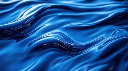 Deep blue liquid waves, abstract digital art