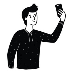 Person Taking a Selfie with Smartphone