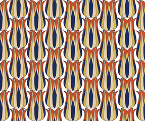 Seamless pattern with flourish ornament in 1920s graphic design style. Artistic abstract vintage geometric diagonal structure ornamental texture