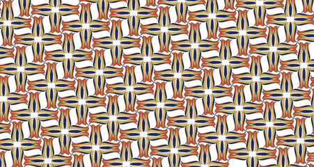 Floral pattern with flourish ornament in 1920s graphic design style. Artistic abstract vintage geometric diagonal structure asian tribal ornamental texture