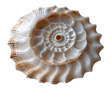 Exquisite sundial shell captivates with its perfect spiral form, revealing nature's geometric artistry in a mesmerizing dance of elegance and precision