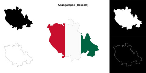 Atlangatepec municipality (Tlaxcala) outline map set