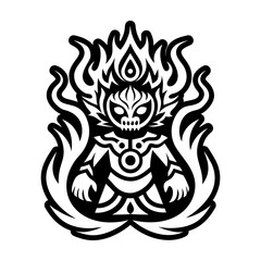 A filled style icon of fire spirit tattoo