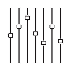Equalizer control icon Vector logo outline. sound volume level icon, control panel slide icon, sound controller icon, Adjustment settings slider icon. Settings sliders line icon vector illustration .