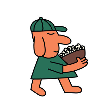 recommend clip art: cute character carrying popcorn cartoon illustration