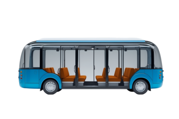 Futuristic Glass-Bodied Shuttle Car Design on Isolated Plain Depicting the Future of Urban Transport and Autonomous Vehicles with Clean Energy Solutions