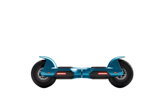 Futuristic Jet-Powered Hover Scooter in Teal, an innovative urban transport solution, emphasizing sleek design and hi tech functionality for modern mobility