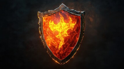 Fototapeta premium A fiery shield against a dark background