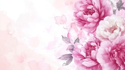 Fototapeta premium Watercolor Peonies: A Delicate Floral Masterpiece