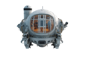 Futuristic zero-gravity living, A spherical habitat module designed for orbital recreation and dwelling, offering a glimpse into the future of space habitation