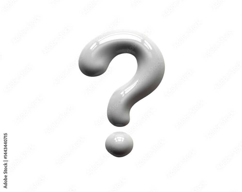 Wall mural glossy question mark splash, a conceptual representation of inquiry, curiosity, and problem-solving 