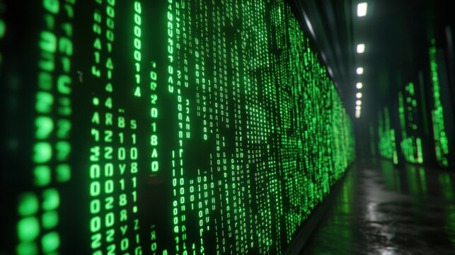 Digital Data Stream in Server Room