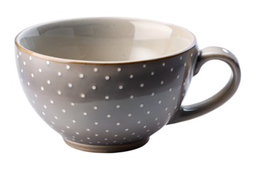 Ceramic polka dot coffee cup kitchenware drinkware tableware on transparent background