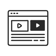 Obraz premium Video Player Interface Window Icon – Multimedia Playback Digital Control Line Symbol