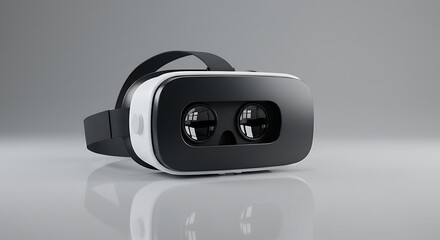A modern virtual reality headset on white background. Explore digital realms: a look at virtual reality headsets and immersive experiences