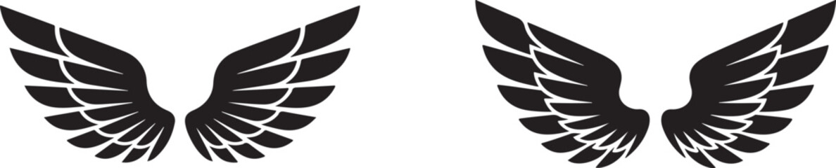 Black Angel Wings Illustration On White Background For Design Elements