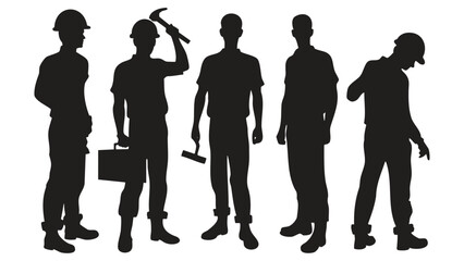 Construction Workers Silhouette Set